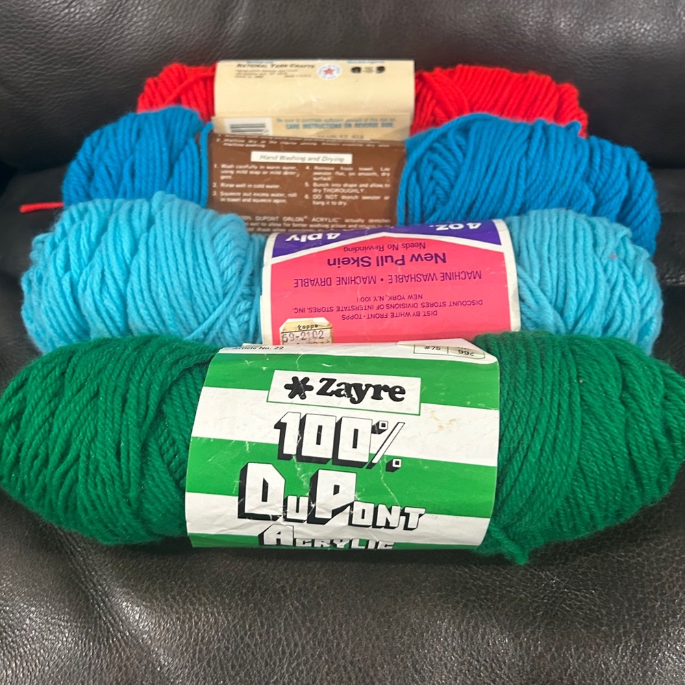 Vibrant Acrylic Yarn Collection - Red, Blue, Green